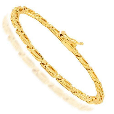18K Solid Yellow Gold Mens Fancy Bracelet 6 mm